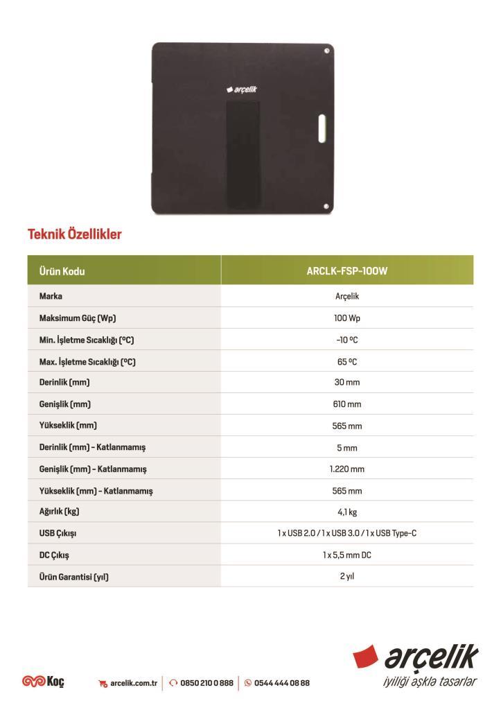 Teknovasyon Arge Arçelik 100W FSP 2 Katlanabilir Solar Panel Teknovasyon Arge Arçelik 100W FSP 2 Katlanabilir Solar Panel